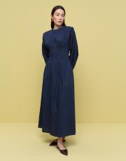 flex keten elbise lacivert