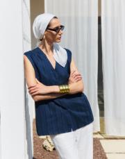 serpent keten yelek lacivert