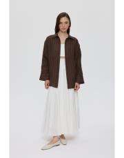 çizgili keten gömlek kahve 2