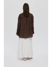 çizgili keten gömlek kahve 3