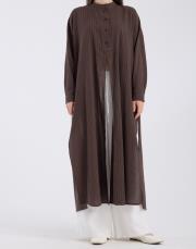 liva tunik kahve çizgili