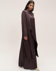 asimetrik saten bluz kahve 3