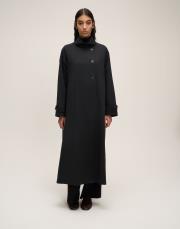 straight pamuk trenç siyah