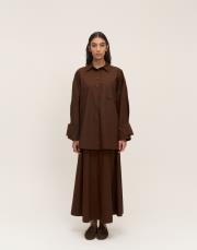 apolet bilek detaylı pamuk gömlek kahve