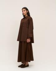 apolet bilek detaylı pamuk gömlek kahve 2