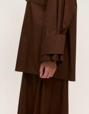 apolet bilek detaylı pamuk gömlek kahve 4