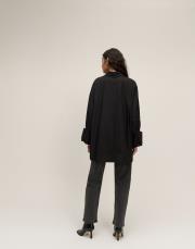 apolet bilek detaylı pamuk gömlek siyah 3