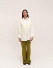 apolet bilek detaylı pamuk gömlek beyaz