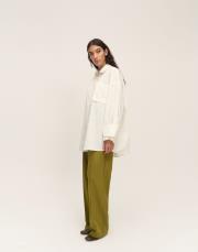 apolet bilek detaylı pamuk gömlek beyaz 2
