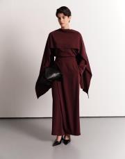 şallı üst ve kapamalı pantolon takımı bordo