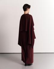 şallı üst ve kapamalı pantolon takımı bordo 2