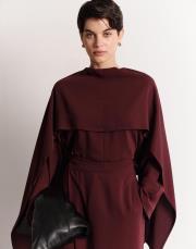 şallı üst ve kapamalı pantolon takımı bordo 3