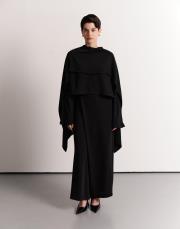 şallı üst ve kapamalı pantolon takımı siyah