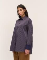 oversize çizgili gömlek lacivert çizgili 3