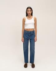 fit denim pantolon koyu mavi