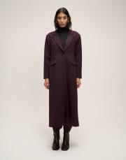 tek düğmeli uzun ceket mürdüm 3