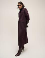 tek düğmeli uzun ceket mürdüm 4