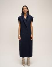 uzun kaşe yelek lacivert