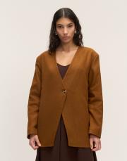 tek düğmeli kaşe ceket camel 2